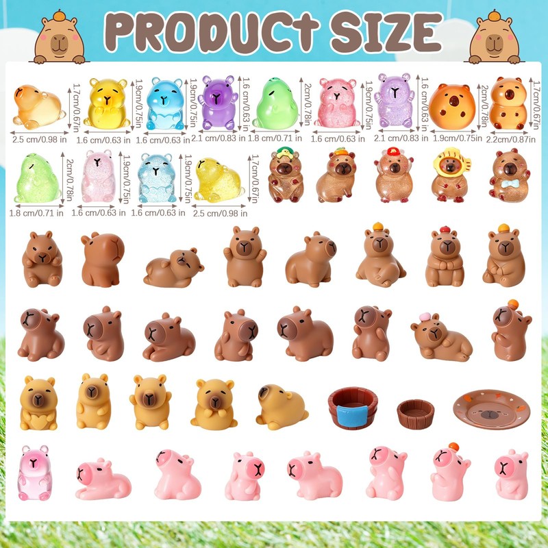 GSrenyu 50 Pcs Mini Resin Capybara Animals Luminous Figures Gifts