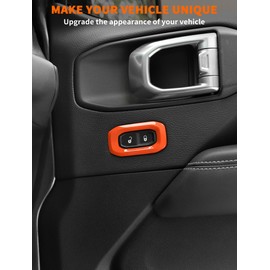 Savadicar Orange Interior Accessories - Door Lock Button Bezel Trim Set for 2018-Present Jeep Wrangler JL JLU 4XE & Gladiator JT - Solid Color Interior Decor Upgrade Option, 2-Piece