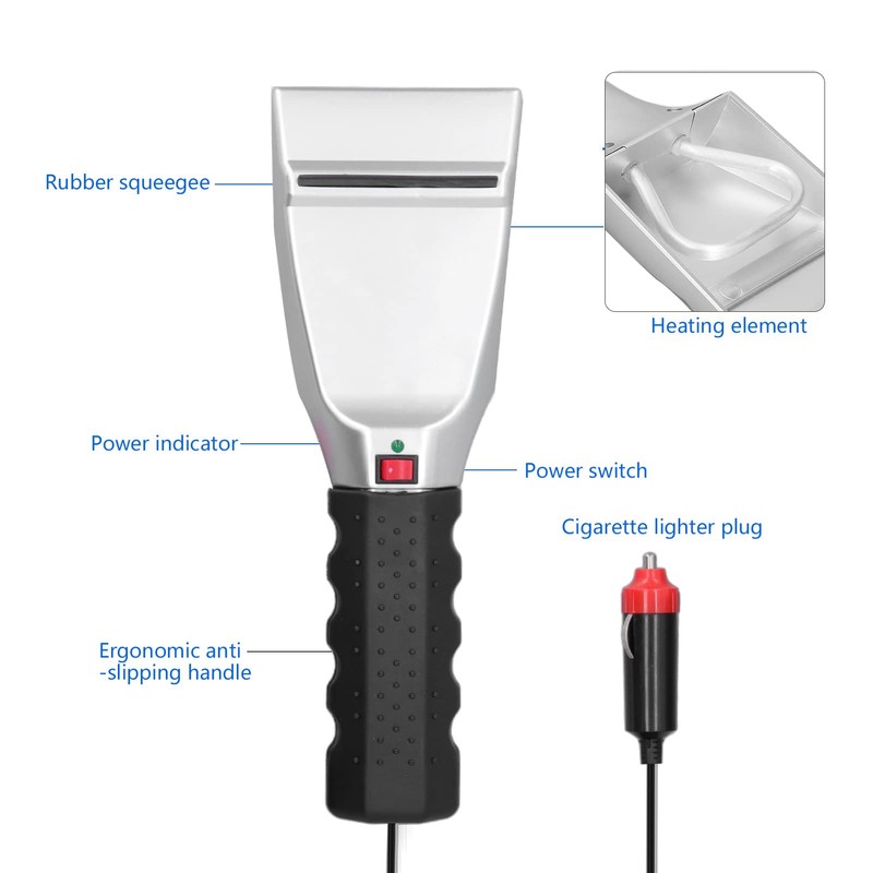 Automatic Heated Snow Shovel, 12V Electric Heated Ice Scraper, Automatic