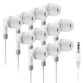 XOSDA - Paquete de 50 auriculares a granel para el aula de niños, Wholeslae, con cable, juego de clase para estudiantes, estudiantes, niños, adolescentes, niños y niñas (XPG101, 50 blanco)