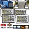 COLIGHT 4X 4x6" LED Projector Headlights For Kenworth T800 T600