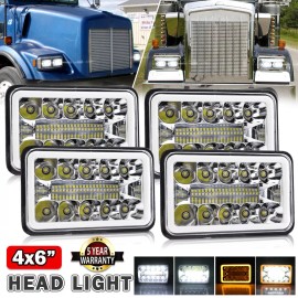 COLIGHT 4X 4x6" LED Projector Headlights For Kenworth T800 T600 W900 Peterbilt 379 Truck