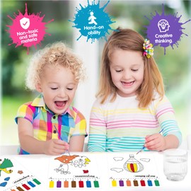 Water Coloring Book for Children, Animal Painting Water Painting Books Paper Set, Paint with Water Books Arts Gifts for Kids Birthdays, Parties, Holidays