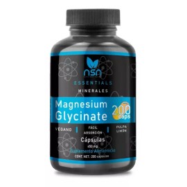 Glicinato De Magnesio 200 Caps | 450mg | Con Pulpo De Limón Sabor Sin sabor