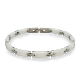 Soul-Cats Timeless design bracelet made of ceramic and stainless steel in black or white for women in a gift box, 19 centimetres, Ceramic