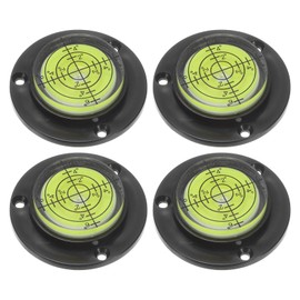 HARFINGTON 4pcs High Precision Horizontal Bubble Level 12x49mm Round Bull's-Eye Level Measuring Layout Tools for RV TV Picture Frame Hanging Tool Leveler, Black Green