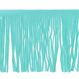 uxcell 2 Yardas 12 Pulgadas Franja de Cuero de PU Doble Cara Borla de Cuero para Coser Manualidades de Vestido Decoración de Falda, Azul Lago