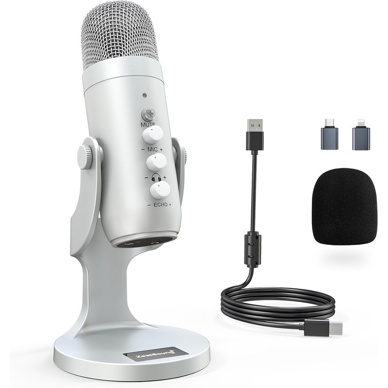 ZealSound - Micrófono de podcast para PC, micrófono USB con