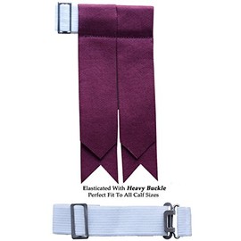AAR Tartans Kilt Flashes with Heavy Buckle Elastic Adjusters Fit Burgundy