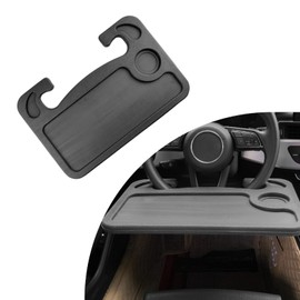 Dickno Car Steering Wheel Desk, Multipurpose Auto Steering Wheel Tray with Drink Holder, Steering Wheel Food Tray for Eating, Universal Vehicle Travel Accessories for Constant Travelers (Black)