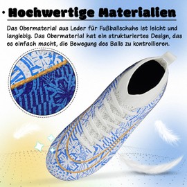RDYLBU Children's Football Boots for Boys Girls AG, White Blue