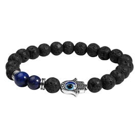 MILAKOO 7 Chakra Lava Stone Bracelet Stretch Beads Evil Eye Healing Boho Jewelry for Women Gifts