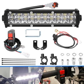 Headlight LED Light Bar Kit USB Switch for CRF110 KLX110 TTR110 YZ250F Motocross 60W LED Light for Most 7/8" Handlebars Motorcycle ATV 4 Wheel Dirt Pit Bike Off-Road Wiring Harness Headlight Assembly