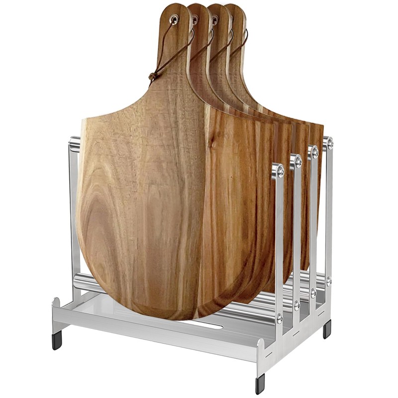 LRUI Pizza Peel Rack, Steel 4 Available Slots for Pizza