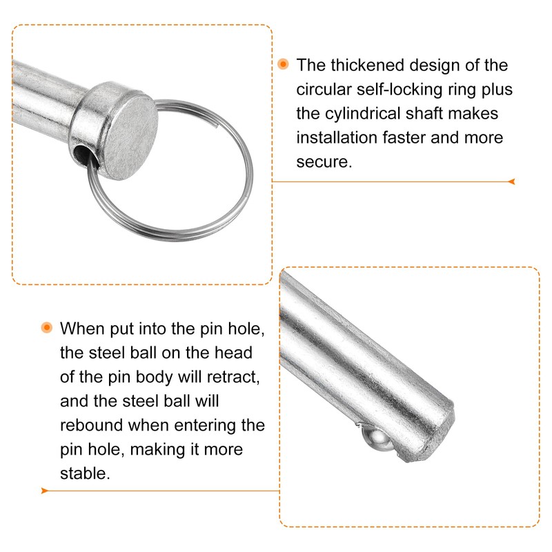 sourcing map 4Pcs 10mmx45mm Quick Release Pins, Carbon Steel Marine