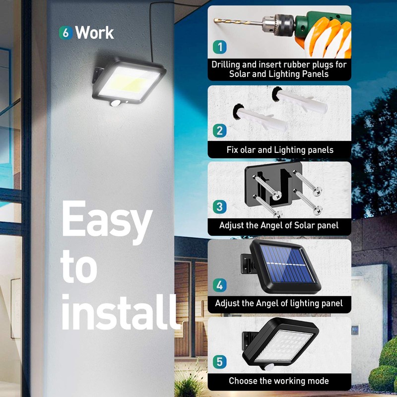 Solar Flood Lights Outdoor 2 Pack LED Motion Sensor Solar