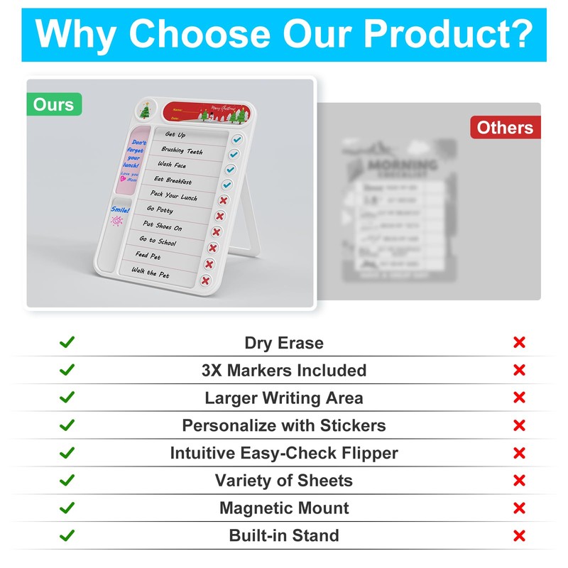 Magnetic Chore Chart for Kids, ADHD Task Tracker Easy-Check Routine