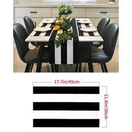 Black White Striped Placemat Set of 4 Striped Cotton and Linen Placemats 45 x 30 cm Place Mats Fabric Black and White Striped Simple Place Mats Washable for Home, Dining Table