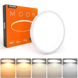 TALOYA Flush Mount 12 Inch Ceiling Light (Milk White Shell), 20W Surface Mount LED Light Fixture for Bedroom Kitchen,5 Color Temperatures in One,0.94 Inch Thickness Round