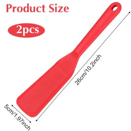 2 Pack Silicone Thin Omelet Turner, Heat Resistant Pancake Spatula Non Stick Spurtle Turner Crepe Flipper for Cooking Egg Burgers Pizza Pancake Steak Omelet
