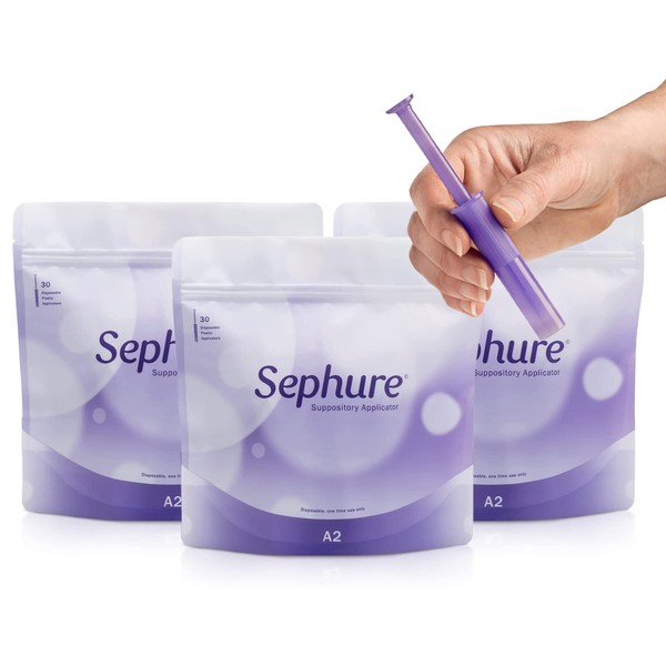 Sephure Easy-to-Use Suppository Applicator for Women and Men, Disposable Applicator for Suppositories for Constipation from Various Brands, 3-Pack, 30-Count, Size A2