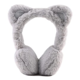 Children's Winter Ear Warmers Made of Soft Plush Girls Boys Warming Earmuffs with Cute Cat Ears (Grey Cat), Grey cat