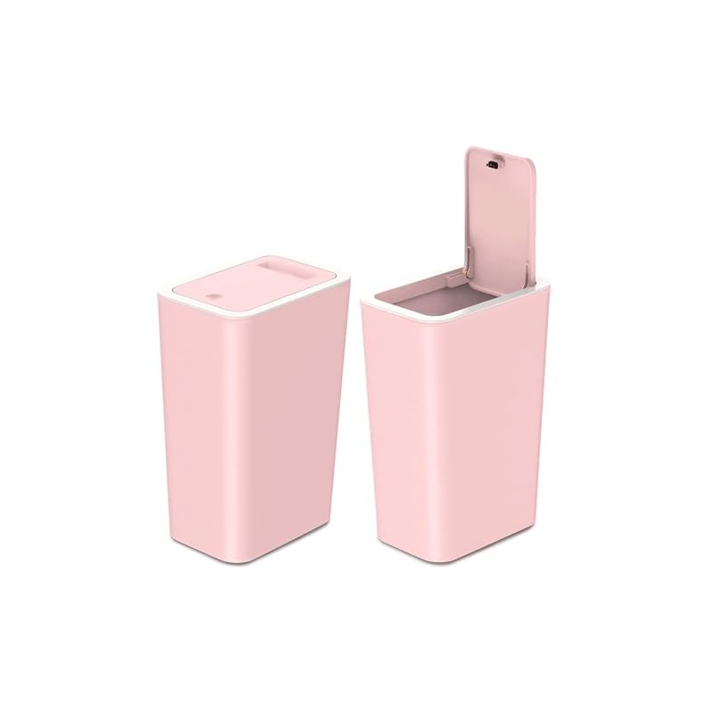 mzxoo 2 Pack Pink Slim Space-Saving Trash Can with Press