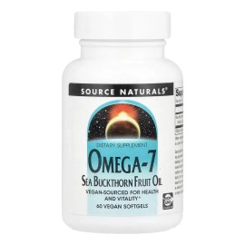 Omega-7, aceite de fruta de espino amarillo, 60 cápsulas blandas de sabor sin sabor