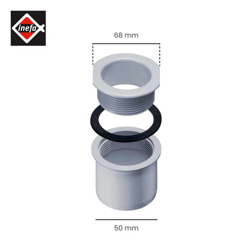 INEFA Screw Socket Gutter to Downpipe, Box Shape, grey