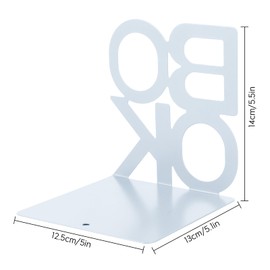 1 Pair Metal Book Ends, MSDADA Bookends Heavy Duty, Book Ends for Shelves, Book Holder for Office School Home Decorative, Book Shelf Holder Bookend Supports Book Stoppers(White)