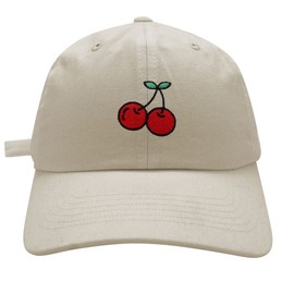 JPAK Cherries Baseball Cap Embroidered Cotton Dad Hat - Fruit Ivory