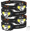 Ultra-Bright LHKNL Headlamp Flashlight: 4-Pack of 1200 Lumen Rechargeable Headlights with White & Red Light, Waterproof Motion Sensor, 8 Modes for Camping, Running, Cycling, Fishing