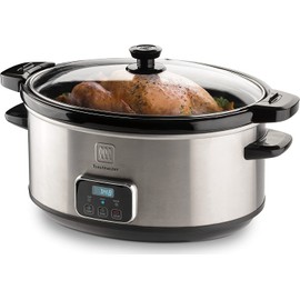 Toastmaster Slow Cooker with Locking Lid by Select Brands - Digital Slow Cooker - Cooks Roast, Chili & More - Dishwasher-Safe Stoneware Insert - Slow Cooker for Kitchen Appliances - 7 Quarts