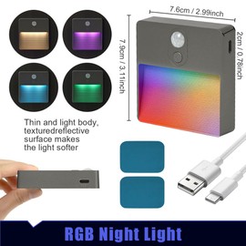 HOTUT Night Light with Motion Sensor, Brightness Dimmable Night Light, 5 Colours Adjustable Indoor Stair Lighting, LED Night Light for Children's Room, Bedroom, Hallway, Stairs