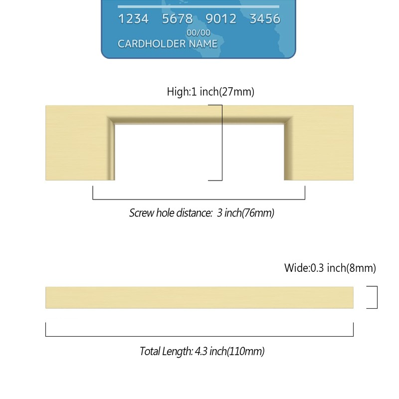 9BUILD 10 Pack Brushed Gold Cabinet Pulls 3 Inch Cabinets