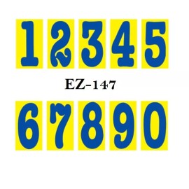 EZ Lettering Car Dealer Window Stickers 5 1/2 Inch Numbers Blue and Yellow 12 Packs