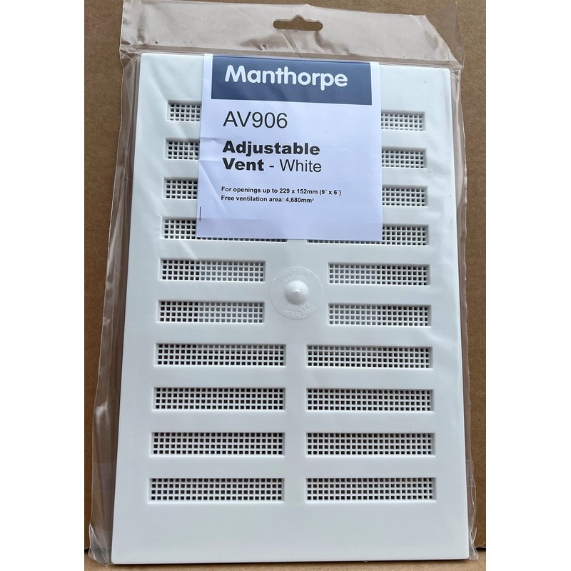 9" x 6" White Plastic Adjustable Hit and Miss Air