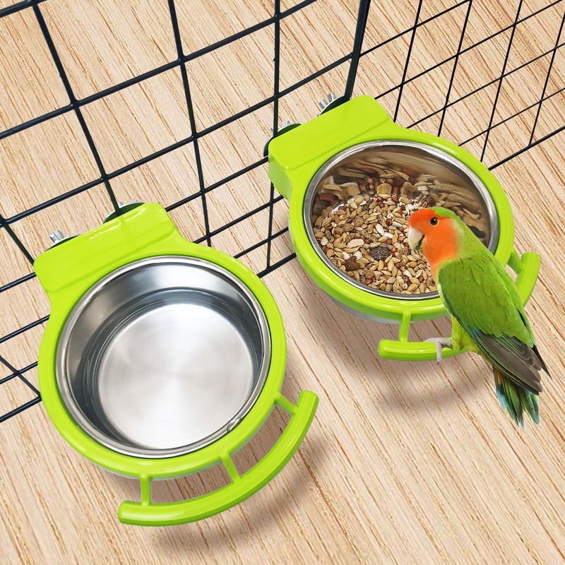 BNOSDM 2 PCS Stainless Steel Bird Bowls Bird Feeding Dish