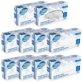 TURBA Clear Latex-Free Disposable Gloves – 1000 Ct. Single-Use Powder-Free Vinyl Gloves – Non-Latex Gloves for Cleaning, Sanitary Gloves for Medical Examination, & Food-Safe Cooking Gloves, Large