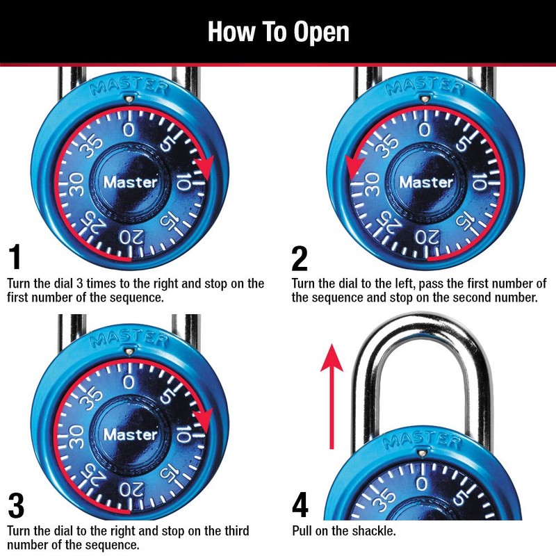 Master Lock Padlock, Mini Dial Combination Lock for Gym or