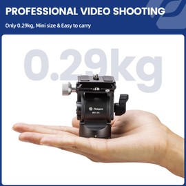 Fotopro Video Fluid Head Pan Tilt Head with Quick Release Plate and Adjustable Handle Max Load 6.61lbs 3kg for Compact Camcorders DSLR Camera Grey