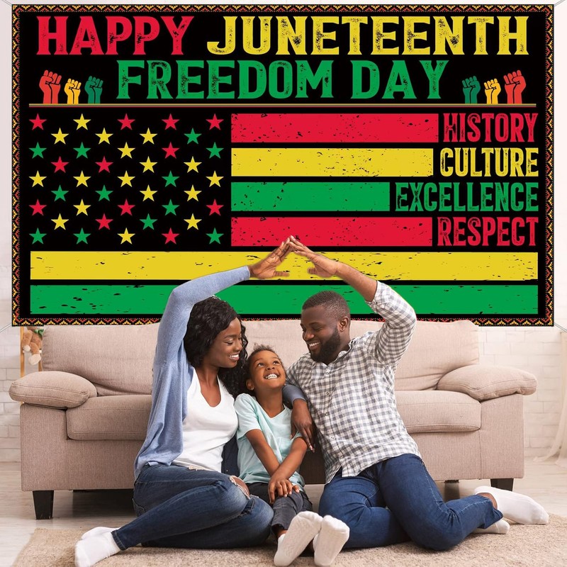 Juneteenth Decorations Happy Juneteenth Backdrop Banner - Juneteenth Freedom Day