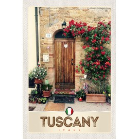 Ontrada Tin Sign 12 x 18 cm Domed Tuscany Italy Nature Flowers Door Sign