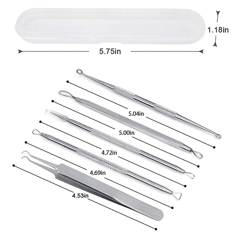 5PCS Blackhead Remover Tool Set Acne Extractor Comedone Pimples Spot