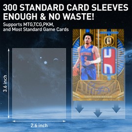 Card Sleeves,Trading Card Sleeve,300 Counts,Clear Plastic Card Protectors Fit for Baseball Card, Sports Cards, MTG Game Card Standard Cards (3.6" L x 2.6" W)