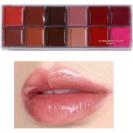 Paleta De Labios 12 Colores Maquillaje Labial Mate De Larga Duración Con Estuche Compacto De Brillo Labial Para Hija, Esposa Y Madre