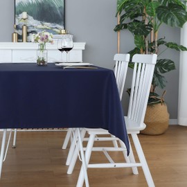 FOLINS&HOME Navy Blue Rectangle Tablecloth 54 x 78 Wrinkle Free Waterproof Polyester Table Cloths, Spillproof Heavy Duty Washable Table Cover for Party, Banquet, Indoor and Outdoor-Oblong/Rectangular