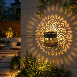 Solar Fence Light for Outdoor Walls – Datura Floral Metal Glow for Patio, Garden & Pathway Decor