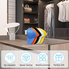 Kssvzz 4 Stück Cap Halter, Acryl Cap Organizer Fasst 28 Baseballkappen, Desktop Kappenhalter Keine Installation, Cap Aufbewahrung für Schlafzimmer, Kleiderschränke und Kommoden (Transparente)