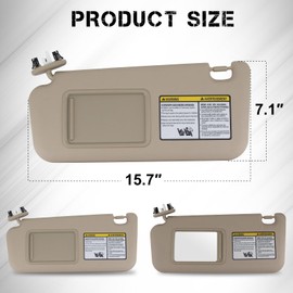 PEVAST Left Driver and Right Passenger Side Sun Visor Compatible with RAV4 2006 2007 2008 2009 2010 2011 2012 2013 Sunvisor Replaces 74320-42501-A1 74310-42452-A1(Beige)